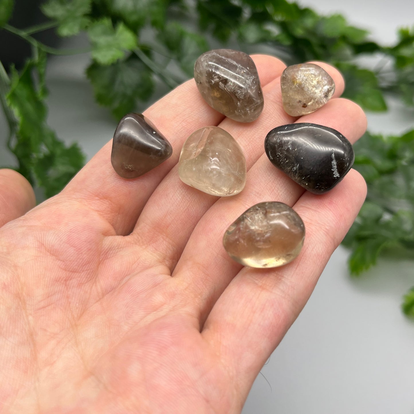 SET OF 6 OR 12 Smoky Quartz Tumbled Stones