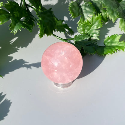 Star Rose Quartz Sphere - Small 33mm