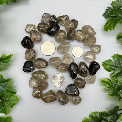 SET OF 6 OR 12 Smoky Quartz Tumbled Stones