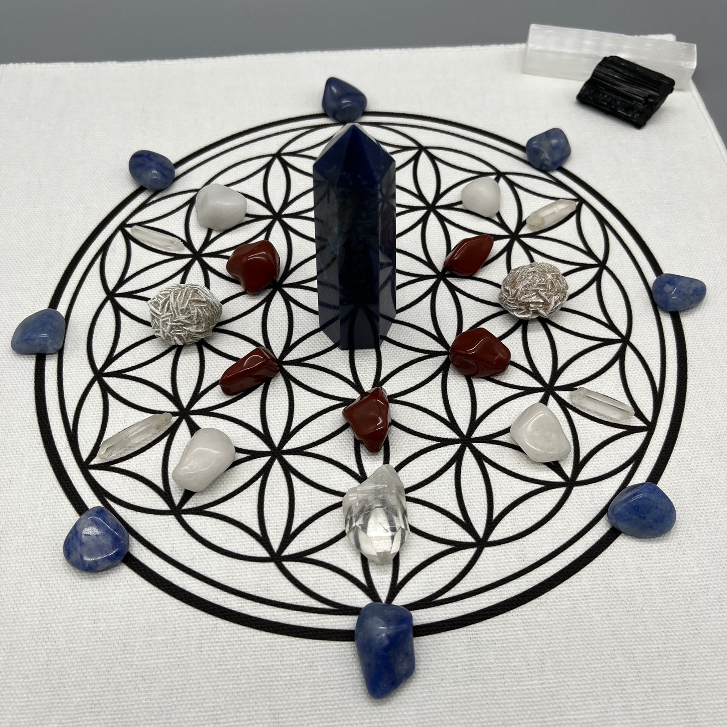 Peace & Harmony Crystal Grid Kit with Blue Aventurine Tower | Crystal Grid Set for Peace and Harmony