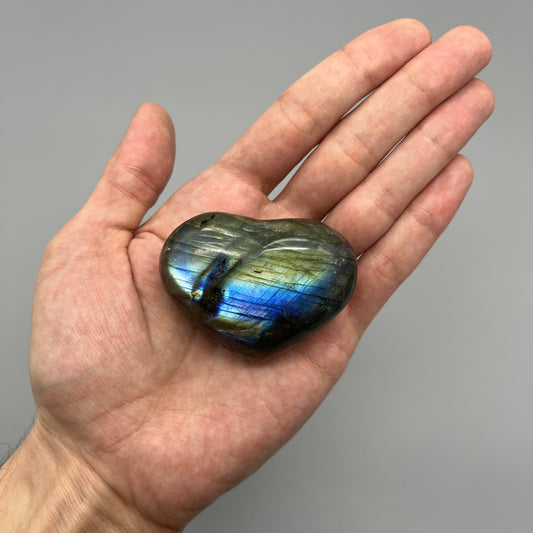 Labradorite Heart | YOU PICK (1) Puffy Labradorite Heart | 2 Inch Small, Medium, Large