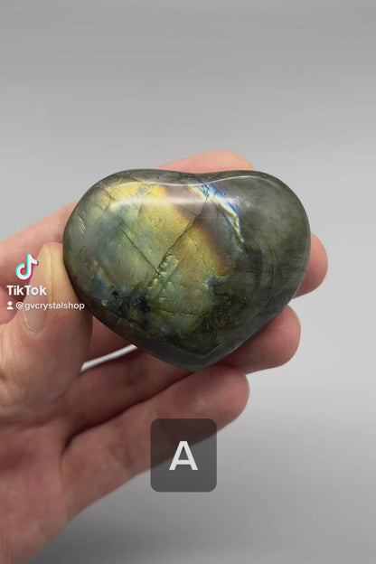 Labradorite Heart | YOU PICK (1) Puffy Labradorite Heart | 2 Inch Small, Medium, Large