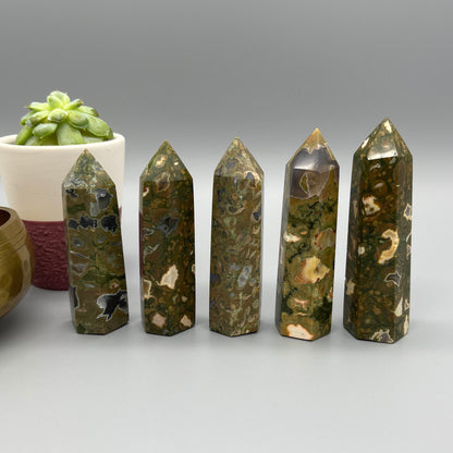 Rainforest Jasper Tower - YOU PICK - 3" Green Rhyolite Tower