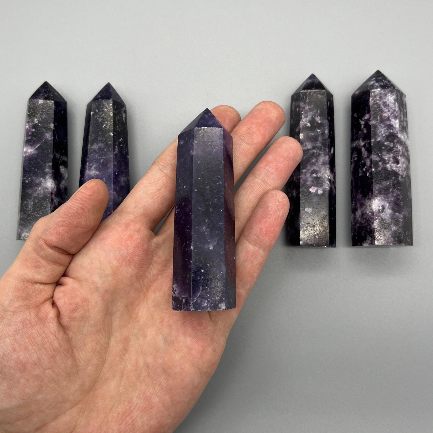 Lepidolite Tower - YOU PICK - 3" Sparkly Dark Purple Lepidolite Tower