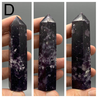 Lepidolite Tower - YOU PICK - 3" Sparkly Dark Purple Lepidolite Tower