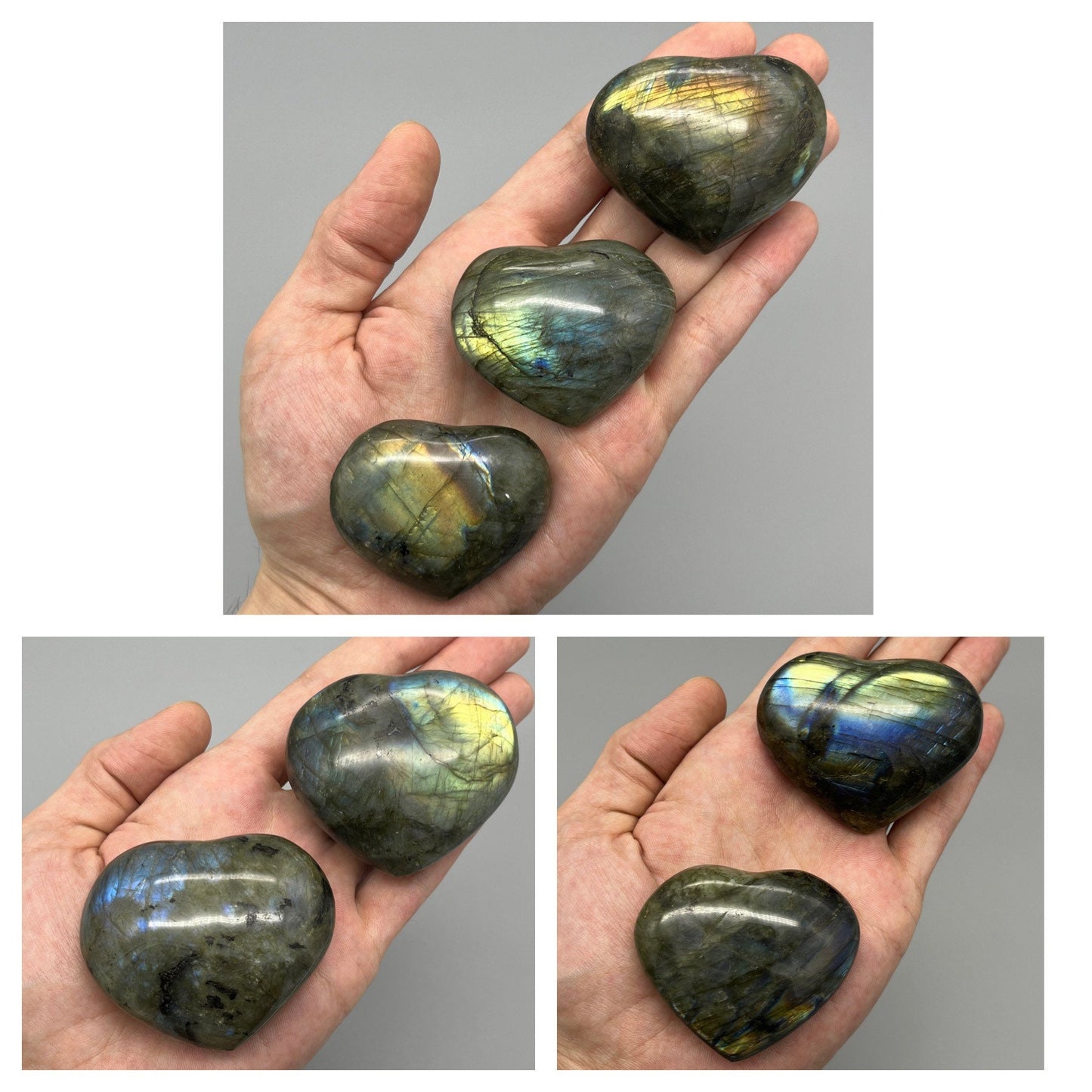 Labradorite Heart | YOU PICK (1) Puffy Labradorite Heart | 2 Inch Small, Medium, Large