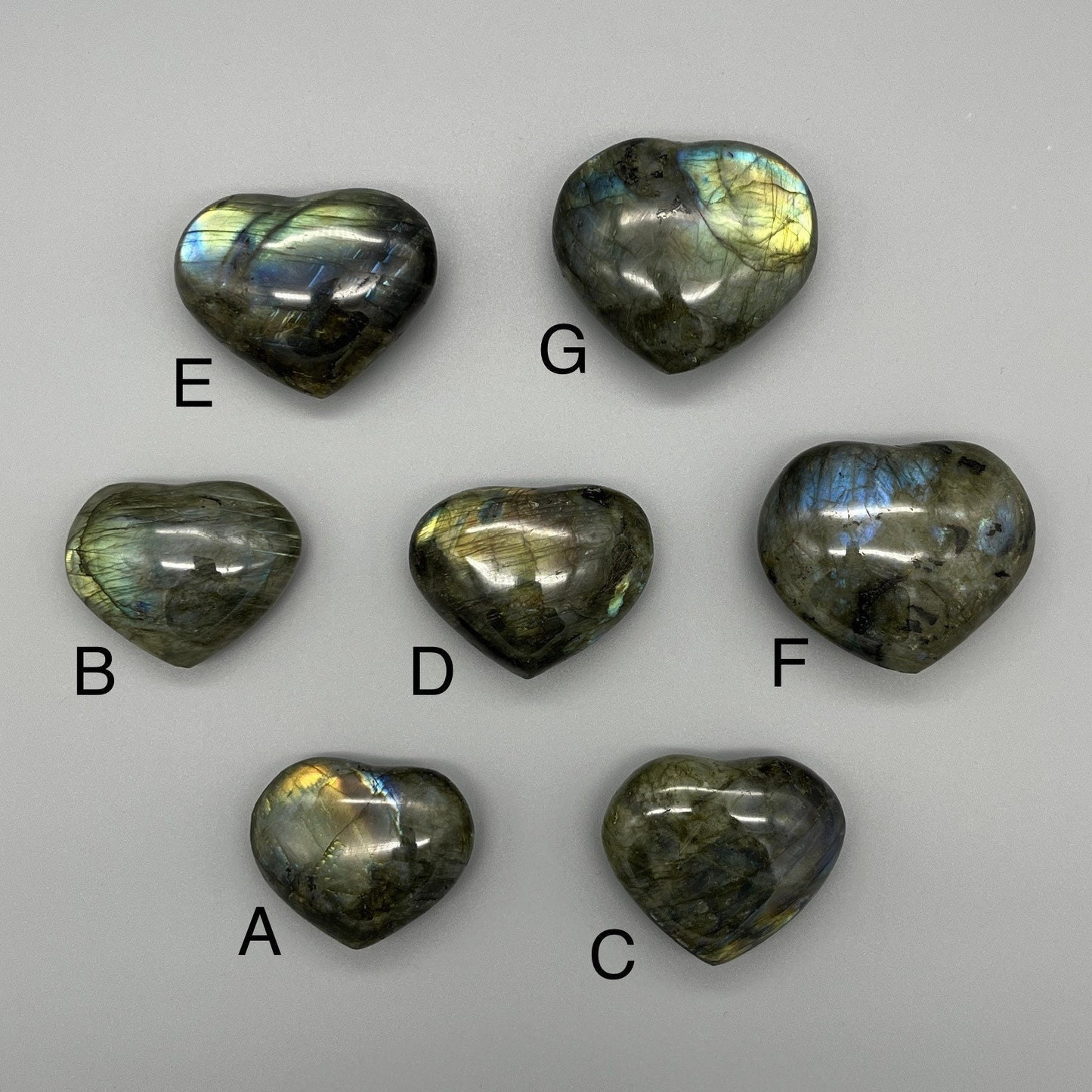 Labradorite Heart | YOU PICK (1) Puffy Labradorite Heart | 2 Inch Small, Medium, Large