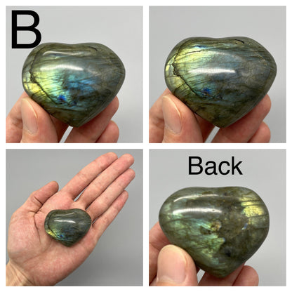 Labradorite Heart | YOU PICK (1) Puffy Labradorite Heart | 2 Inch Small, Medium, Large