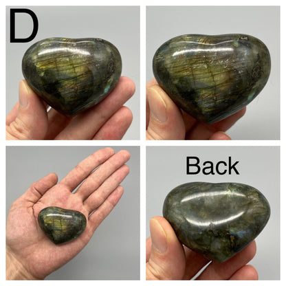 Labradorite Heart | YOU PICK (1) Puffy Labradorite Heart | 2 Inch Small, Medium, Large