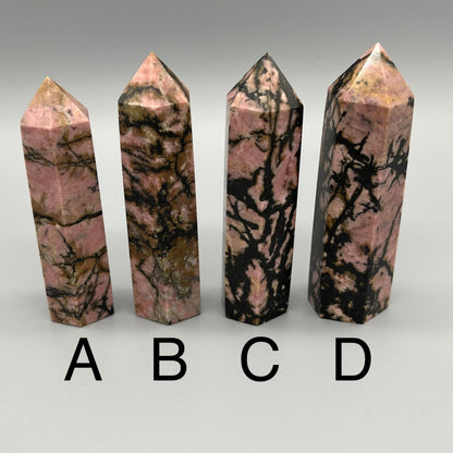 Rhodonite Tower - YOU PICK - 3 Inch Rhodonite Point