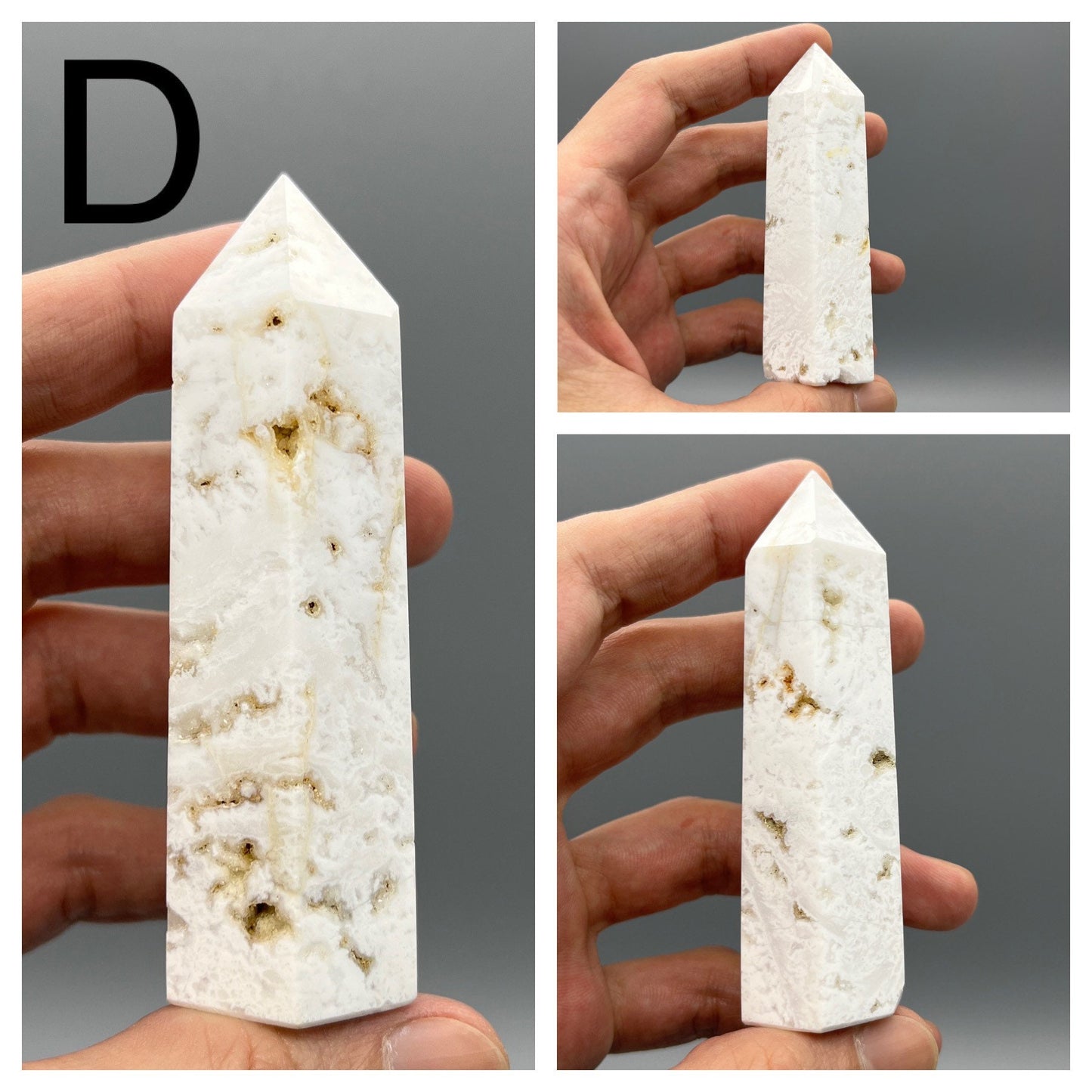 Druzy White Agate Tower - YOU PICK - 3-4" Inch Snow White Agate with Druzy Crystal Tower