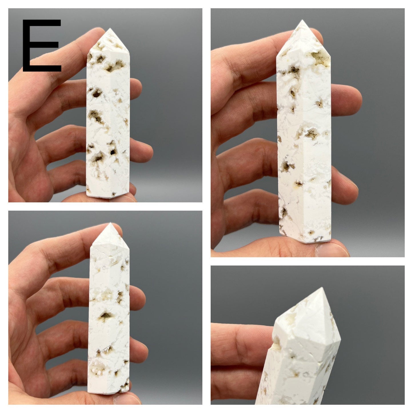 Druzy White Agate Tower - YOU PICK - 3-4" Inch Snow White Agate with Druzy Crystal Tower