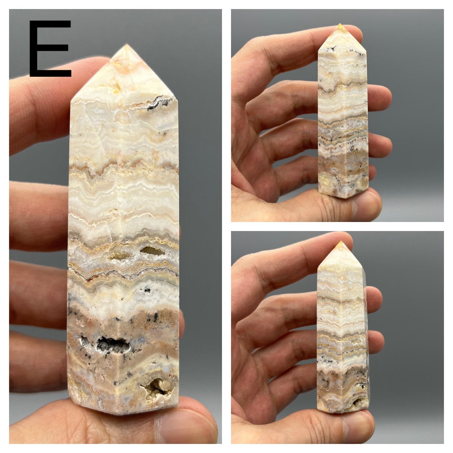 Druzy Lace Agate Tower - YOU PICK - 3" Druzy Crazy Lace Agate Tower