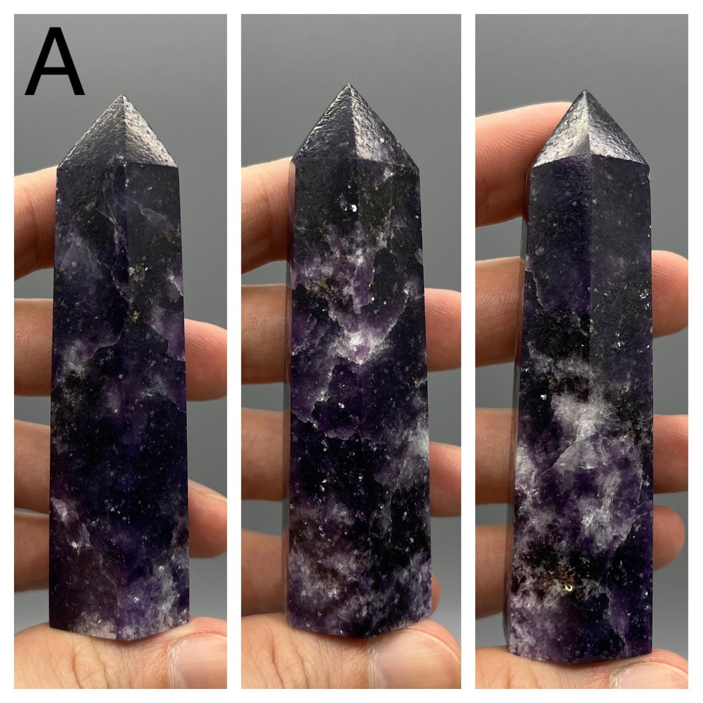 Lepidolite Tower - YOU PICK - 3" Sparkly Dark Purple Lepidolite Tower