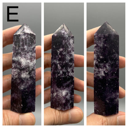 Lepidolite Tower - YOU PICK - 3" Sparkly Dark Purple Lepidolite Tower