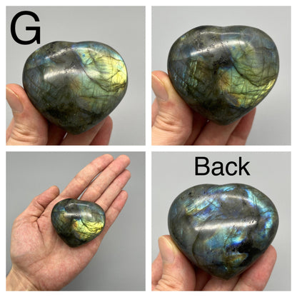 Labradorite Heart | YOU PICK (1) Puffy Labradorite Heart | 2 Inch Small, Medium, Large