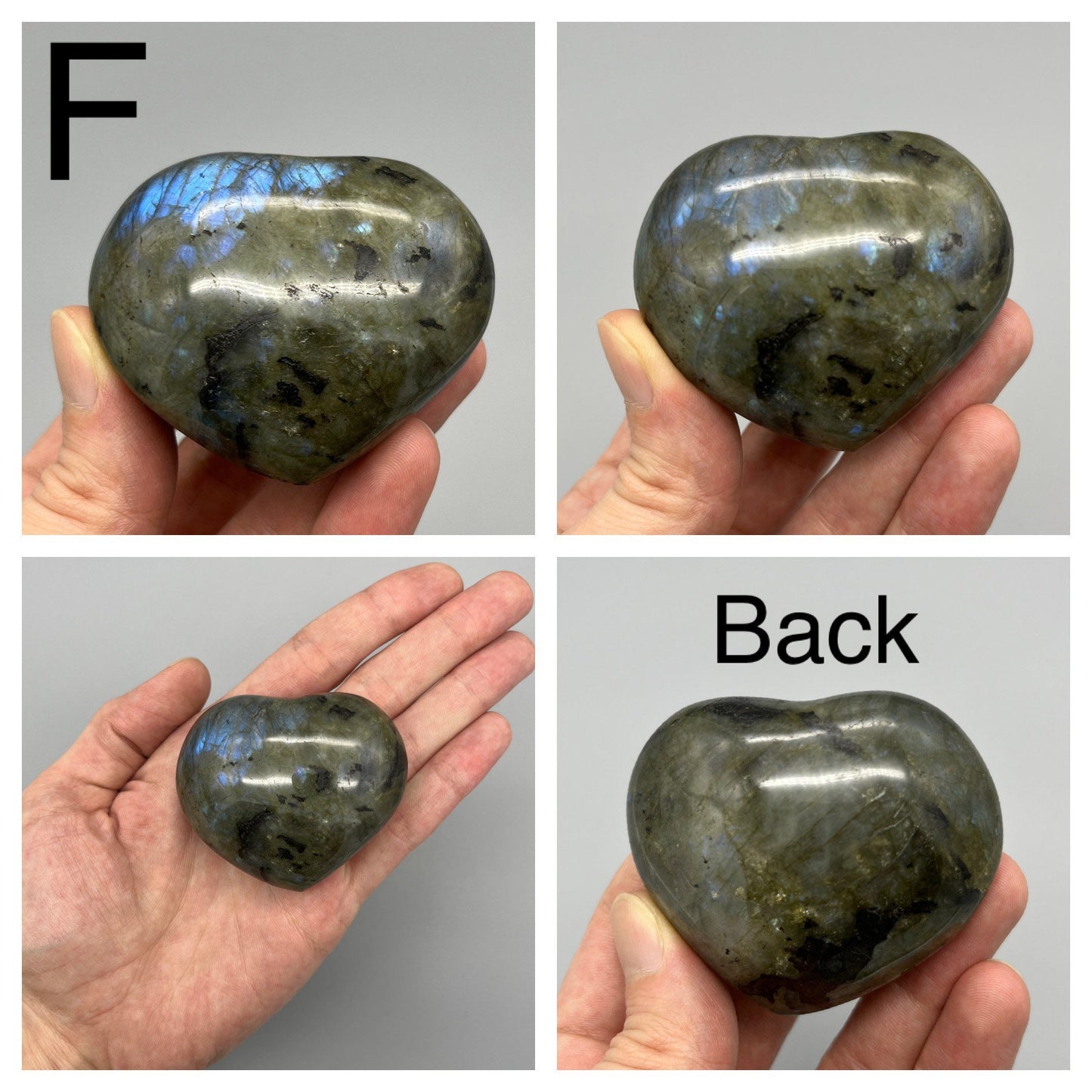 Labradorite Heart | YOU PICK (1) Puffy Labradorite Heart | 2 Inch Small, Medium, Large