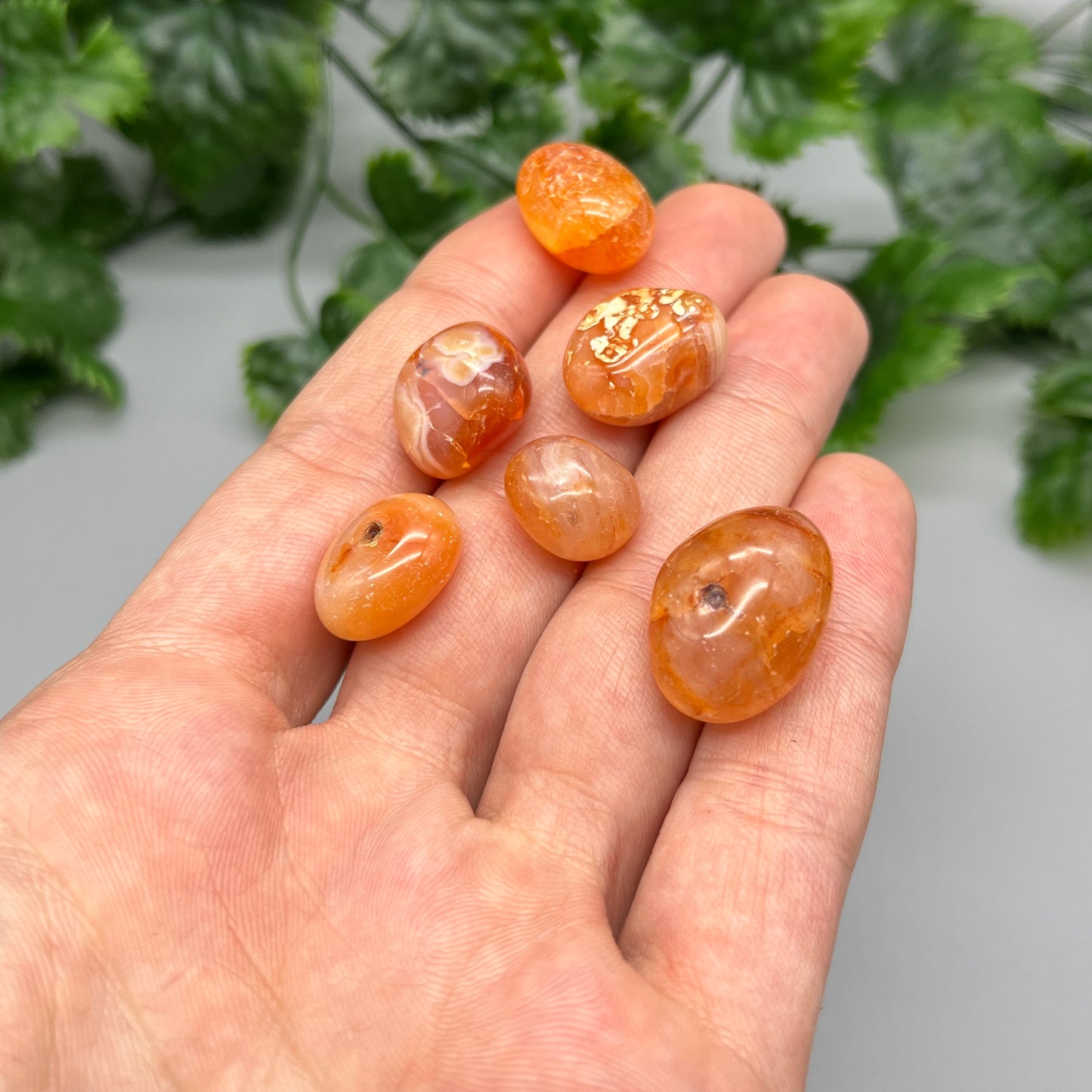 SET OF 6 OR 12 Carnelian Tumbled Stones