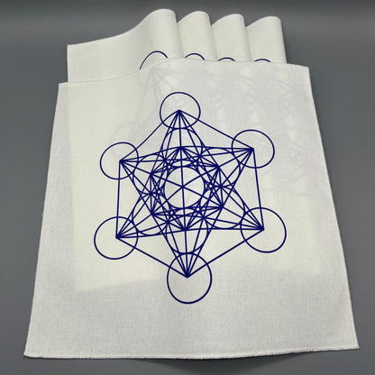 Metatron’s Cube Crystal Grid Cloth | Blue | 12x12" Cotton, Canvas Cloth