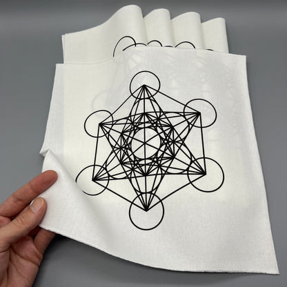 Metatron's Cube Crystal Grid Cloth | Black | 12x12" Cotton, Canvas Cloth