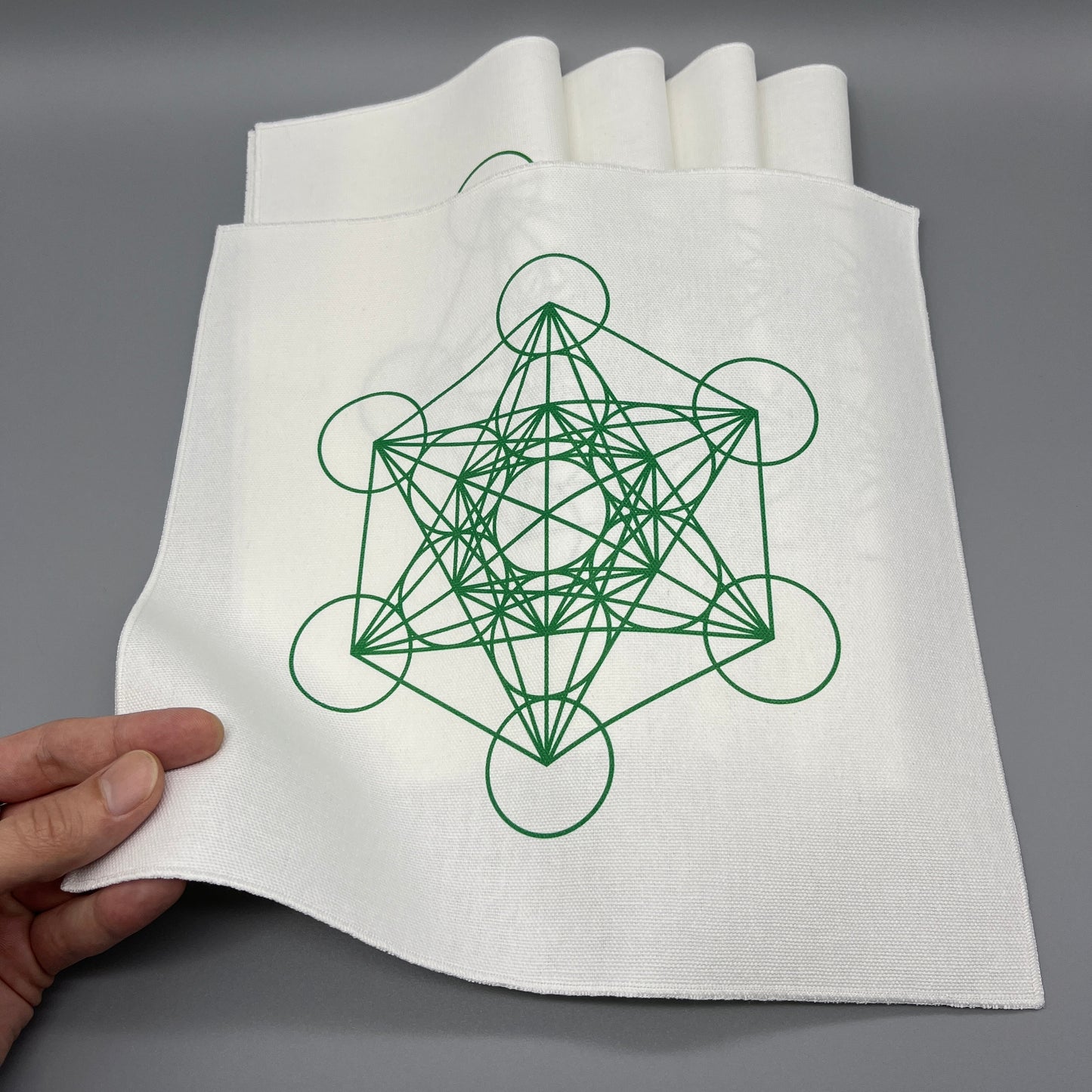 Metatron’s Cube Crystal Grid Cloth | Green | 12x12" Cotton, Canvas Cloth