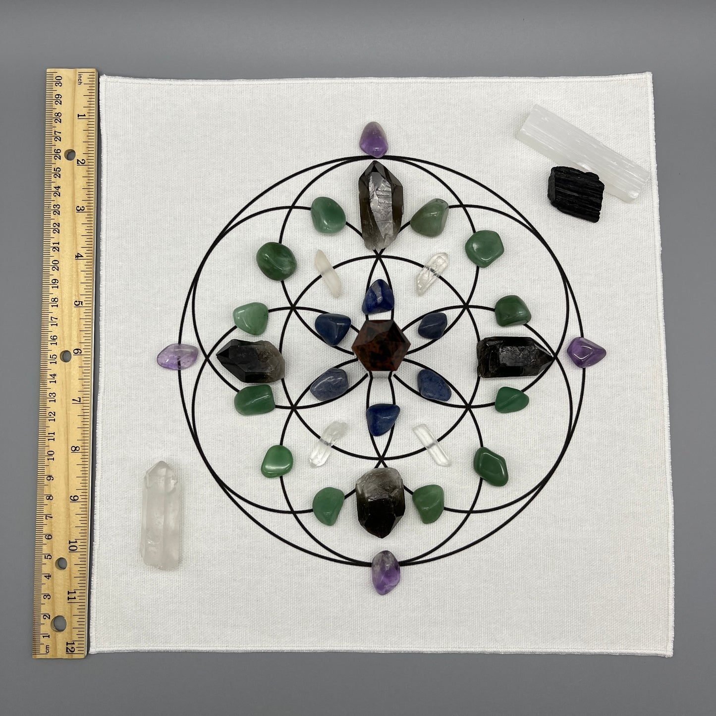 Healing Energy Crystal Grid Kit with Mahogany Obsidian Tower