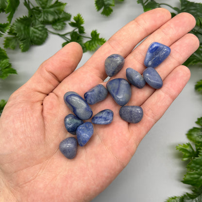 SET OF 6 OR 12 Blue Quartz Tumbled Stones