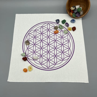 12 Inch Flower of Life Crystal Grid Cloth with Crystals