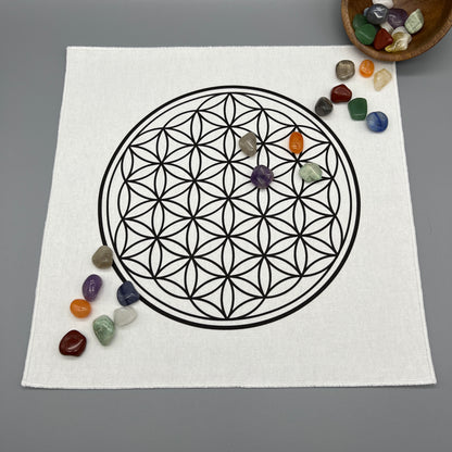 12 Inch Flower of Life Crystal Grid Cloth with Crystals