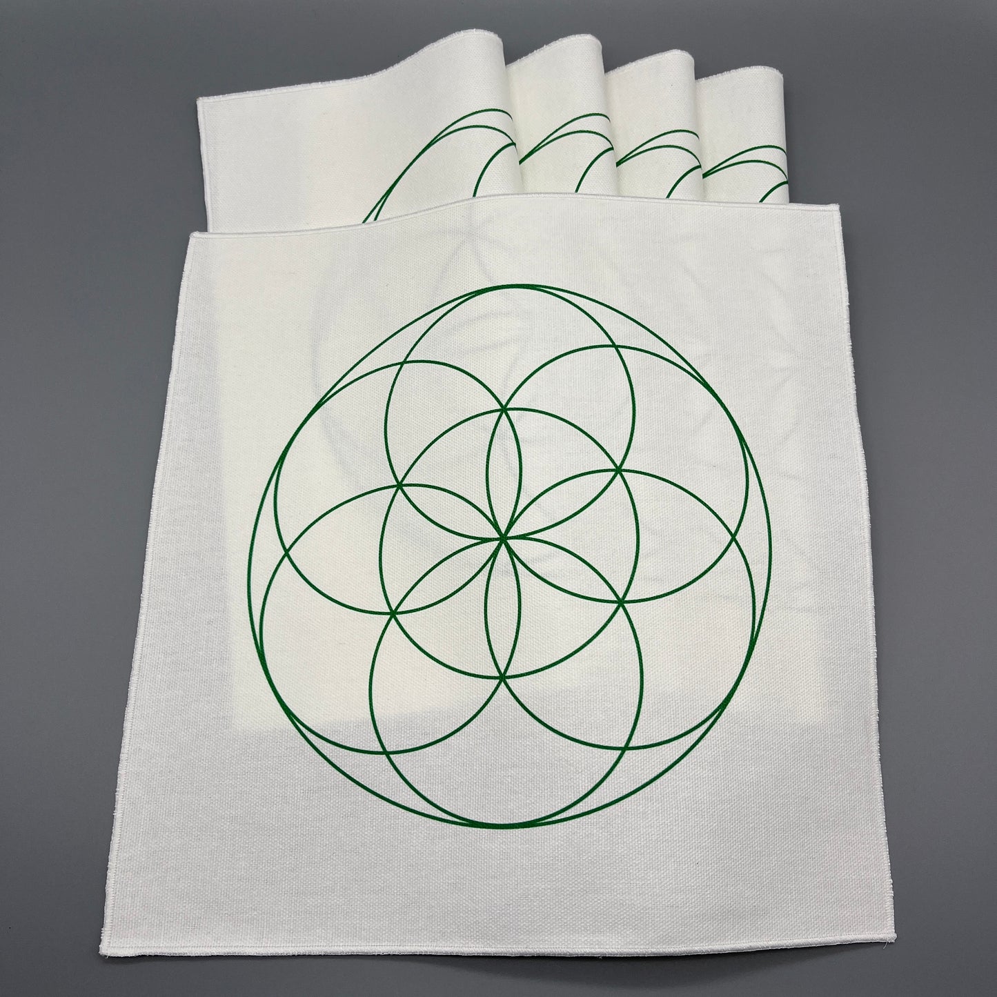 Seed of Life Crystal Grid Cloth | Green | 12x12" Cotton, Canvas Cloth