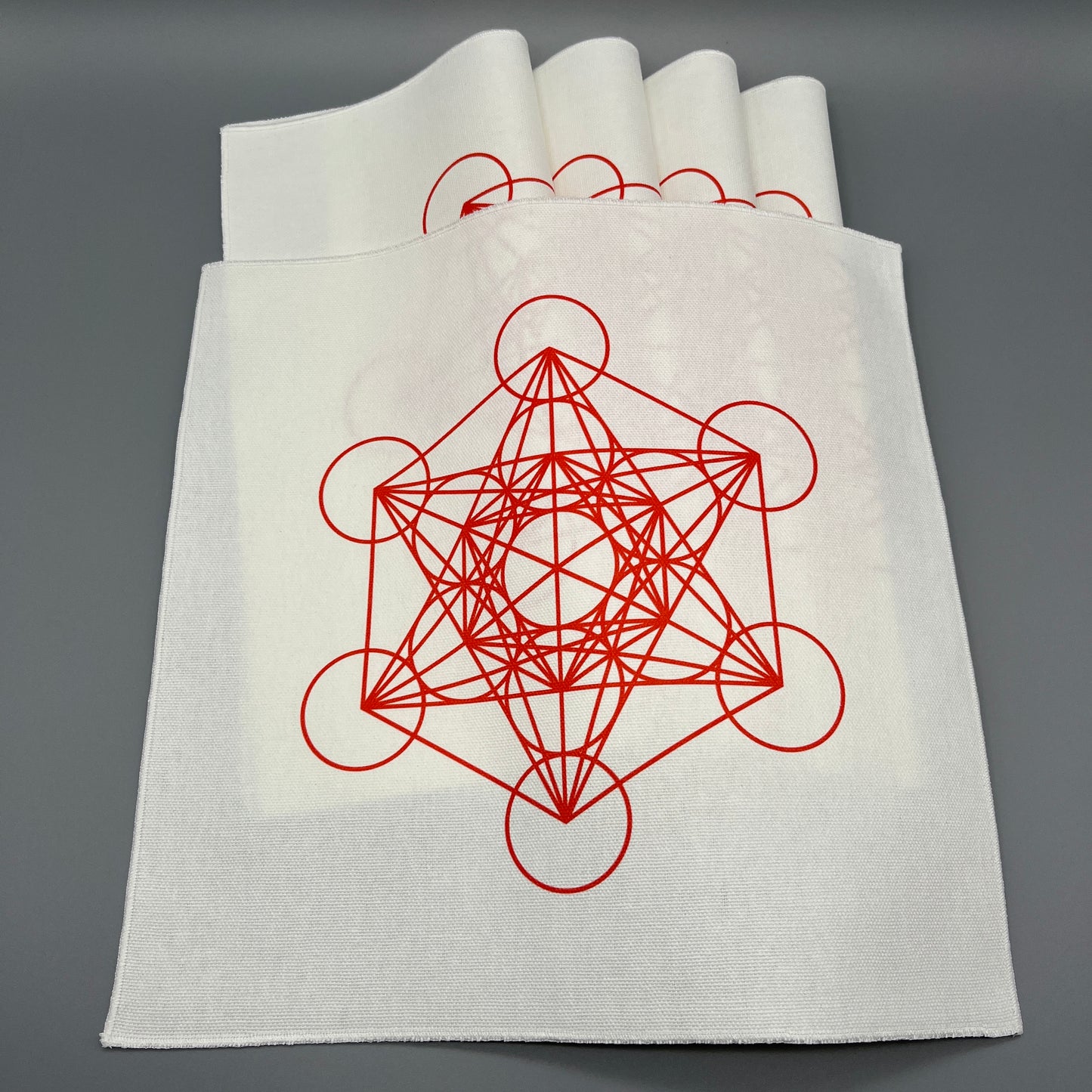 Metatron’s Cube Crystal Grid Cloth | Red | 12x12" Cotton, Canvas Cloth