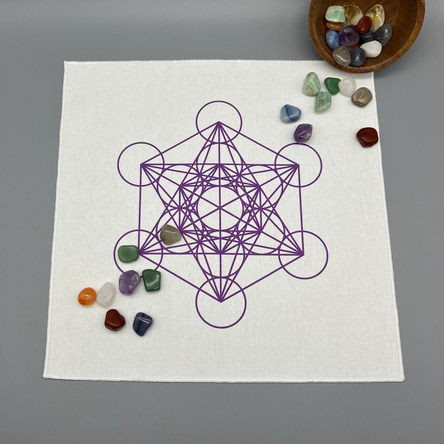 Metatron’s Cube Crystal Grid Cloth | Purple | 12x12" Cotton, Canvas Cloth