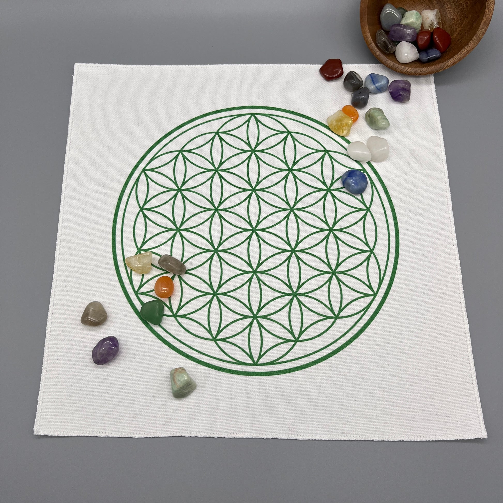 12 Inch Flower of Life Crystal Grid Cloth with Crystals