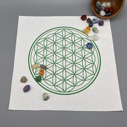 12 Inch Flower of Life Crystal Grid Cloth with Crystals