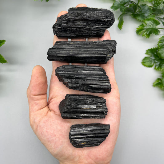 Raw Black Tourmaline: Large 1-8oz Black Tourmaline Chunks, High Grade Shiny Black Tourmaline Logs, Tourmaline Crystal Cluster Stone