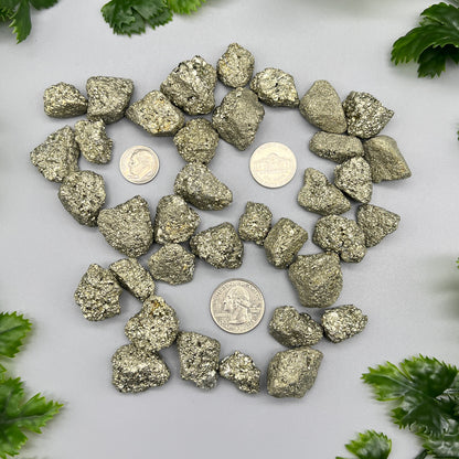 SET OF (6) Pyrite Nuggets - Natural Pieces | 0.5-1 Inch Clusters, 0.75 Inch Average Size | Raw Crystal Grid Stones