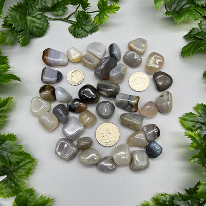 SET OF 6 OR 12 Gray Agate Tumbled Stones