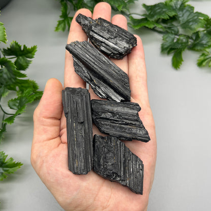 Raw Black Tourmaline: Large 1-8oz Black Tourmaline Chunks, High Grade Shiny Black Tourmaline Logs, Tourmaline Crystal Cluster Stone