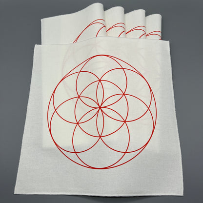 Seed of Life Crystal Grid Cloth | Red | 12x12" Cotton, Canvas Cloth