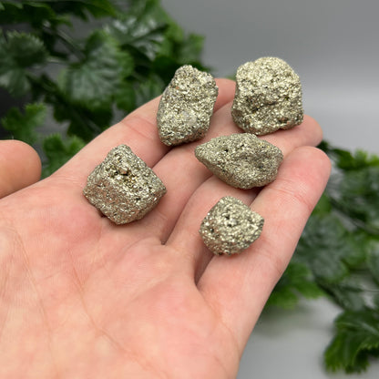 SET OF (6) Pyrite Nuggets - Natural Pieces | 0.5-1 Inch Clusters, 0.75 Inch Average Size | Raw Crystal Grid Stones