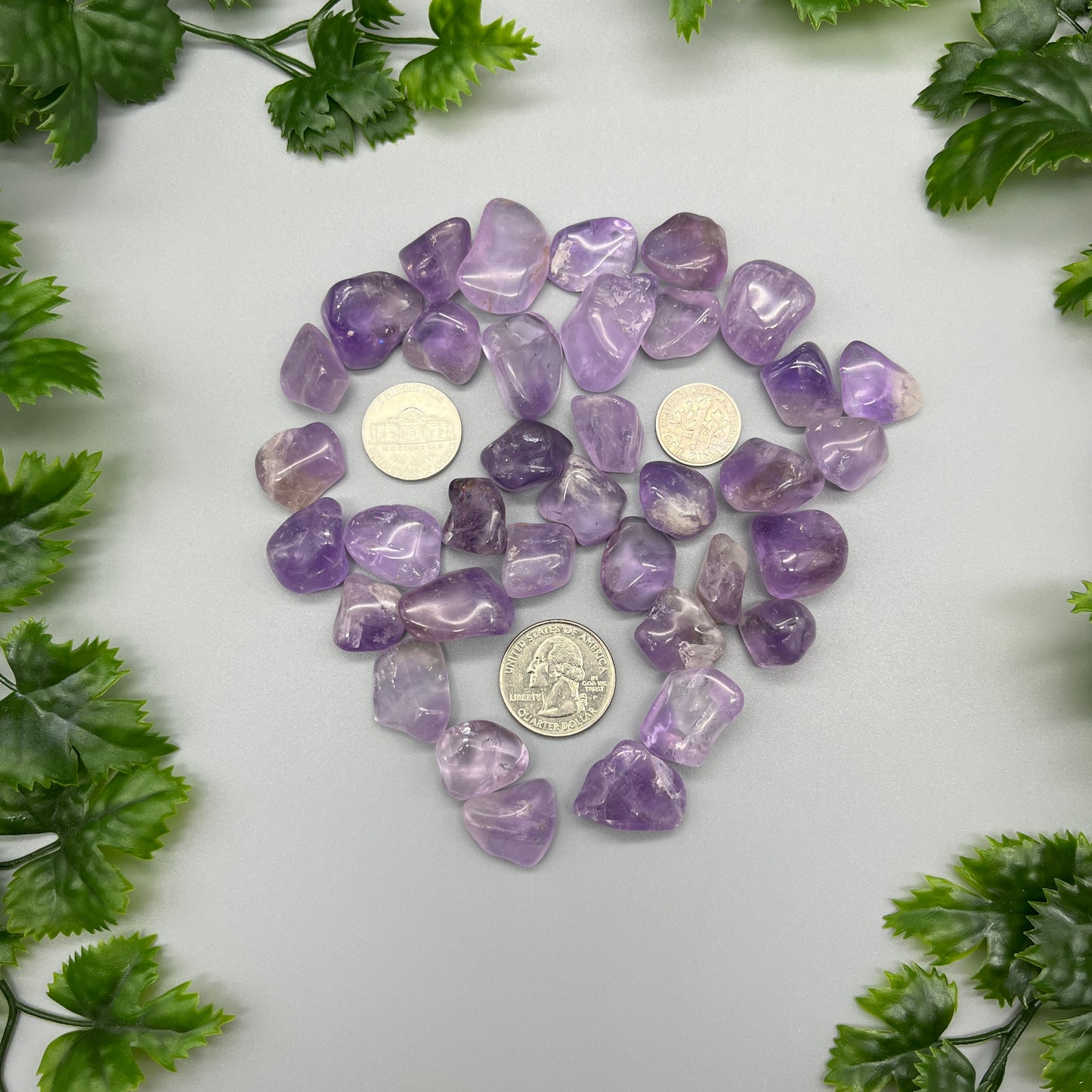 SET OF 6 OR 12 Amethyst Tumbled Stones