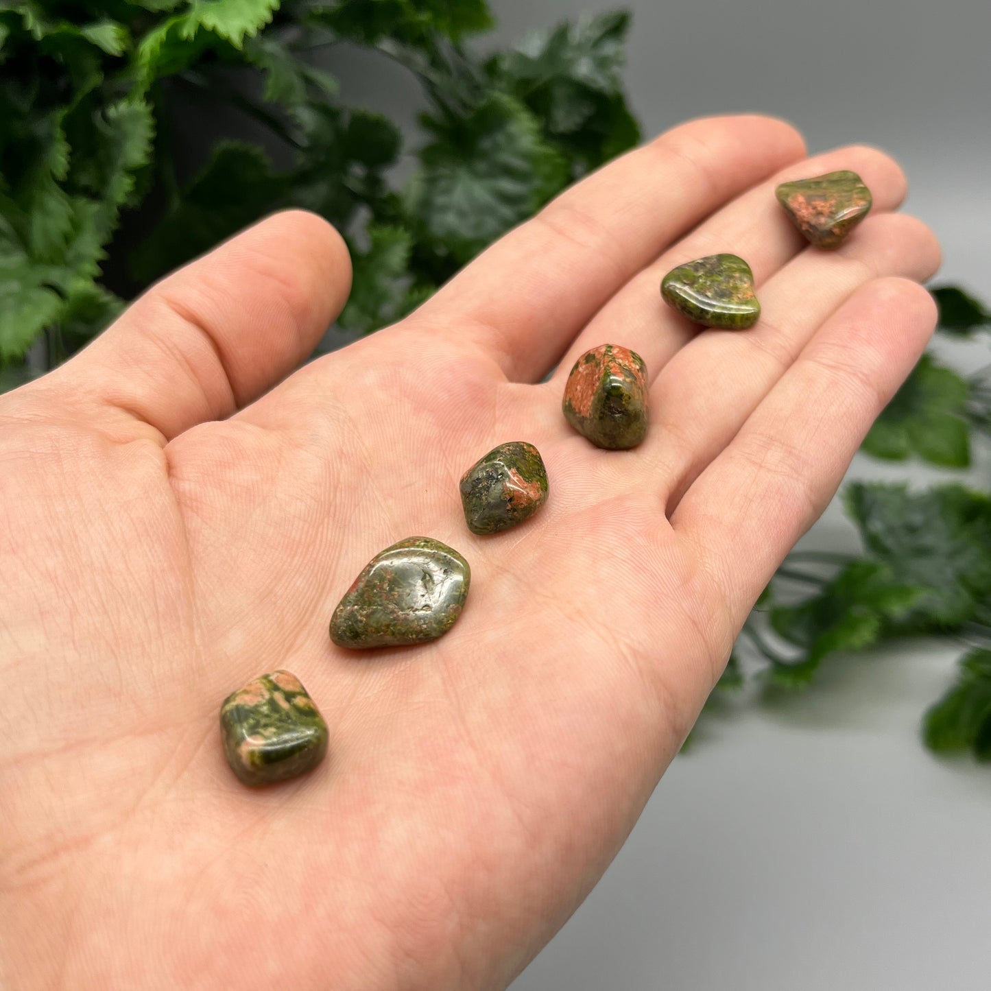 SET OF 6 OR 12 Unakite Tumbled Stones