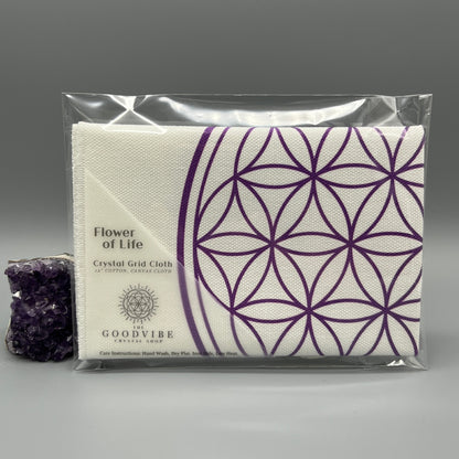 12 Inch Flower of Life Crystal Grid Cloth Packages in Clear Recyclable Bag with Label Including Care Instructions