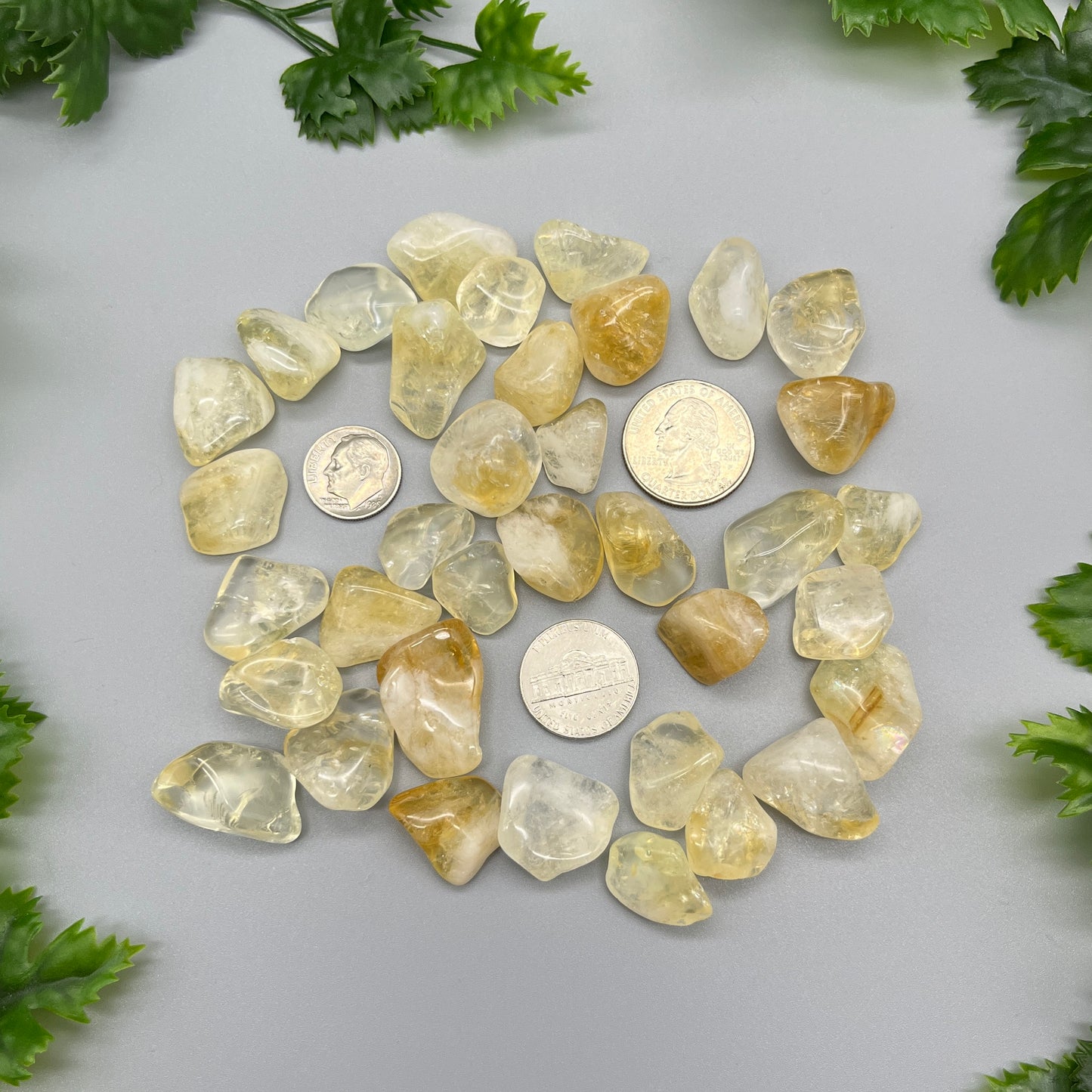 SET OF 6 OR 12 Citrine Tumbled Stones