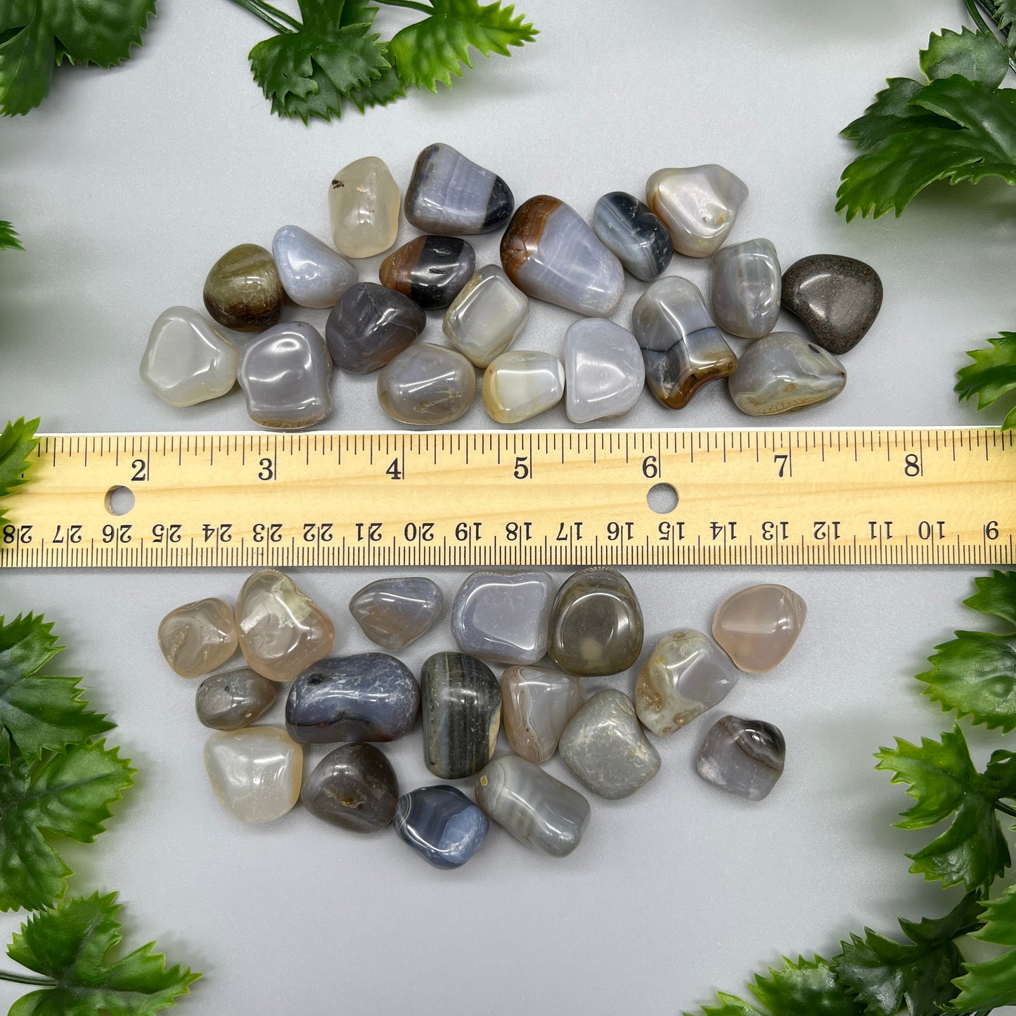 SET OF 6 OR 12 Gray Agate Tumbled Stones