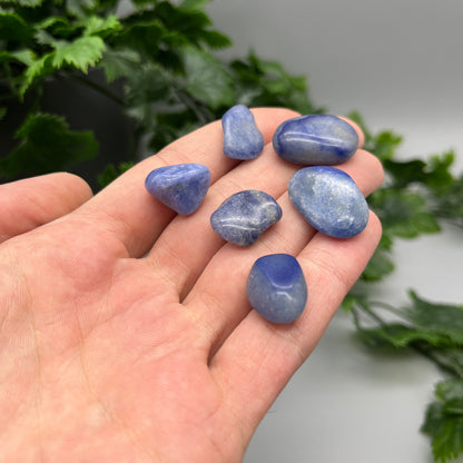 SET OF 6 OR 12 Blue Quartz Tumbled Stones