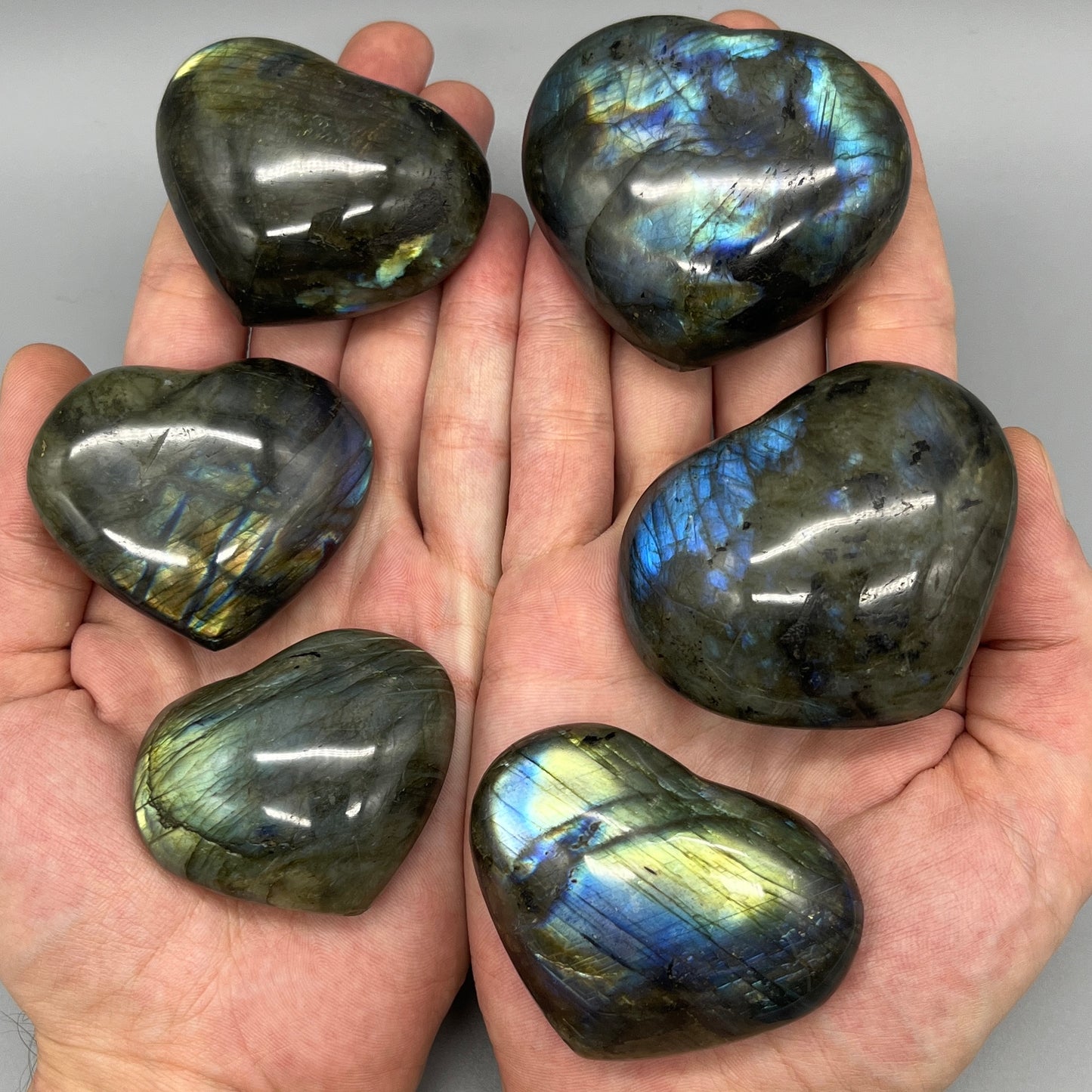 Labradorite Heart | YOU PICK (1) Puffy Labradorite Heart | 2 Inch Small, Medium, Large