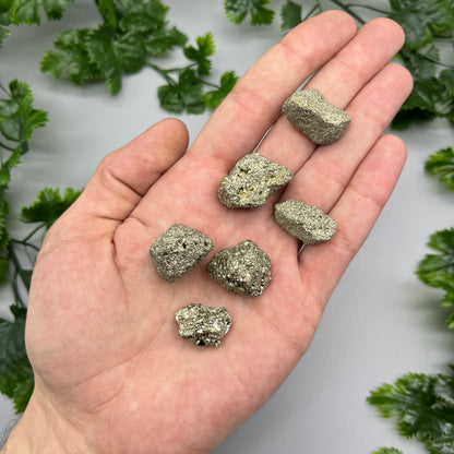 SET OF (6) Pyrite Nuggets - Natural Pieces | 0.5-1 Inch Clusters, 0.75 Inch Average Size | Raw Crystal Grid Stones