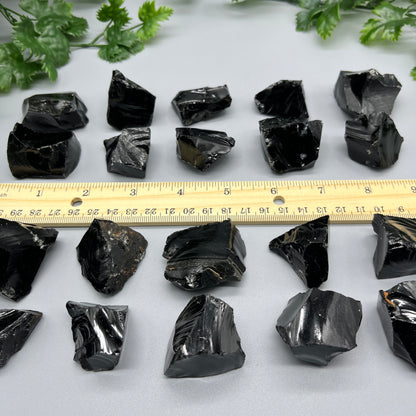 SET OF (3) 1-1.5" Raw Obsidian Crystals