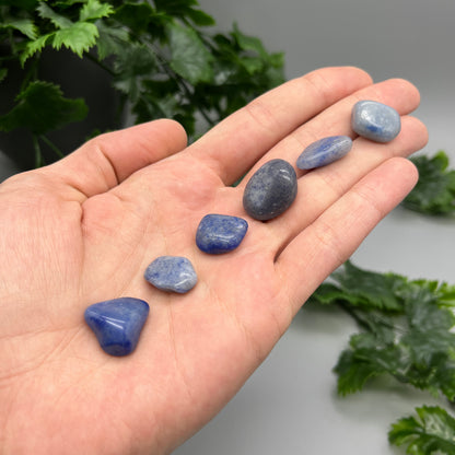 SET OF 6 OR 12 Blue Quartz Tumbled Stones